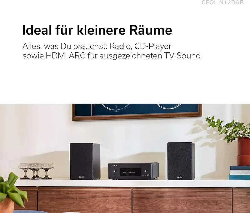 Denon CEOL N-12DAB Kompaktanlage, HiFi Verstärker mit Lautsprechern, CD-Player, Musikstreaming, HEOS