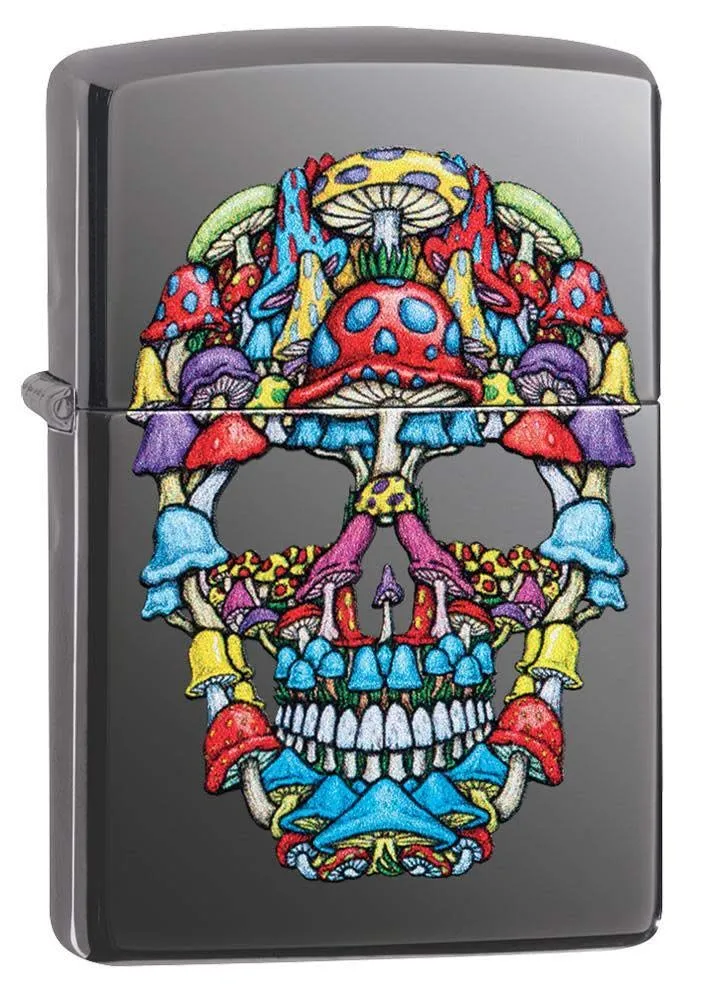 ZIPPO – Totenkopf Design, Color Image, Black Ice – Sturmfeuerzeug, nachfüllbar, in hochwertiger Gesc
