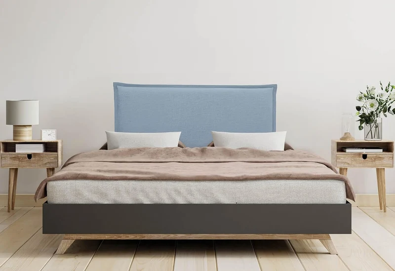 DHOME Kopfteil aus natürlichem Leinen einfarbig mit Paspelierung für Bett Schlafzimmer modernes Top