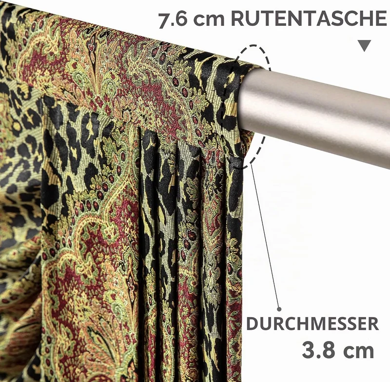 TOPLUXE Swag Volant Vorhang für Schlafzimmer Esszimmer Wohnzimmer Küche, Damast Kurzstore Waterfall
