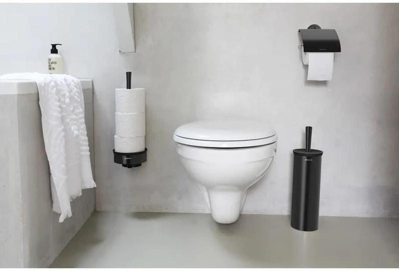Brabantia Toilettenrollen-Spender, Schwarz Matt Black, Matt Black
