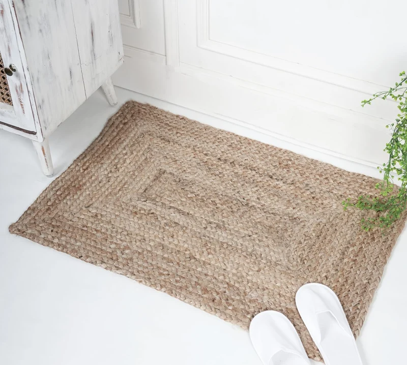RAJRANG BRINGING RAJASTHAN TO YOU Natural Jute Teppich 60 x 90 cm - Reversible rustikaler Vintage Be