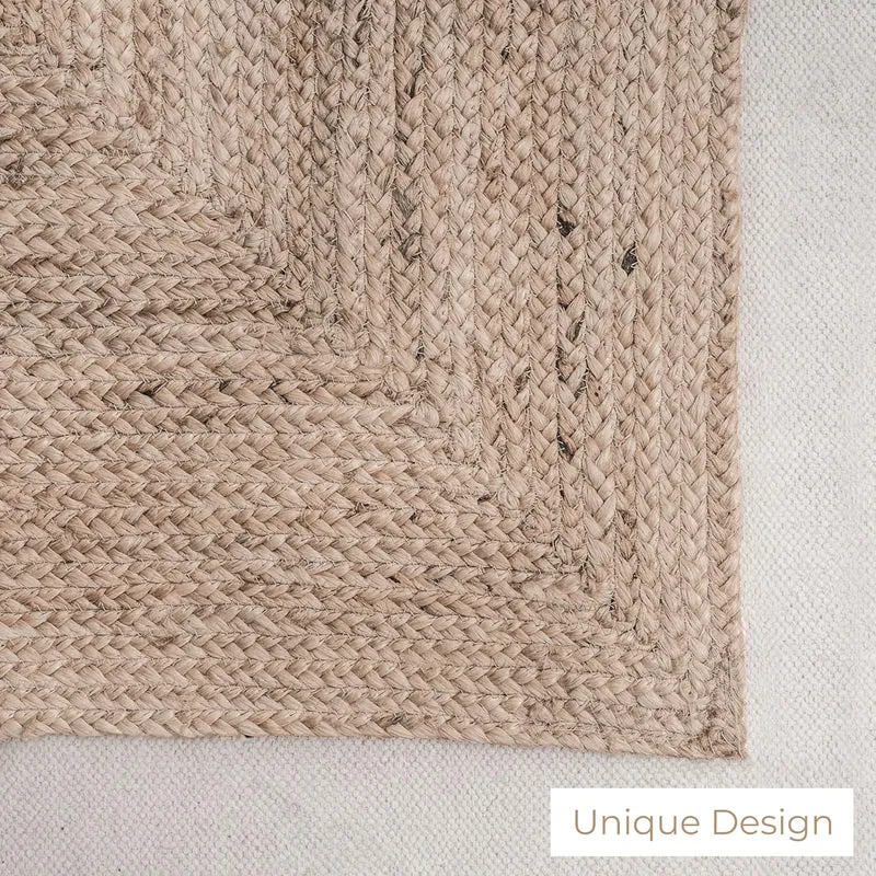 RAJRANG BRINGING RAJASTHAN TO YOU Natural Jute Teppich 60 x 90 cm - Reversible rustikaler Vintage Be