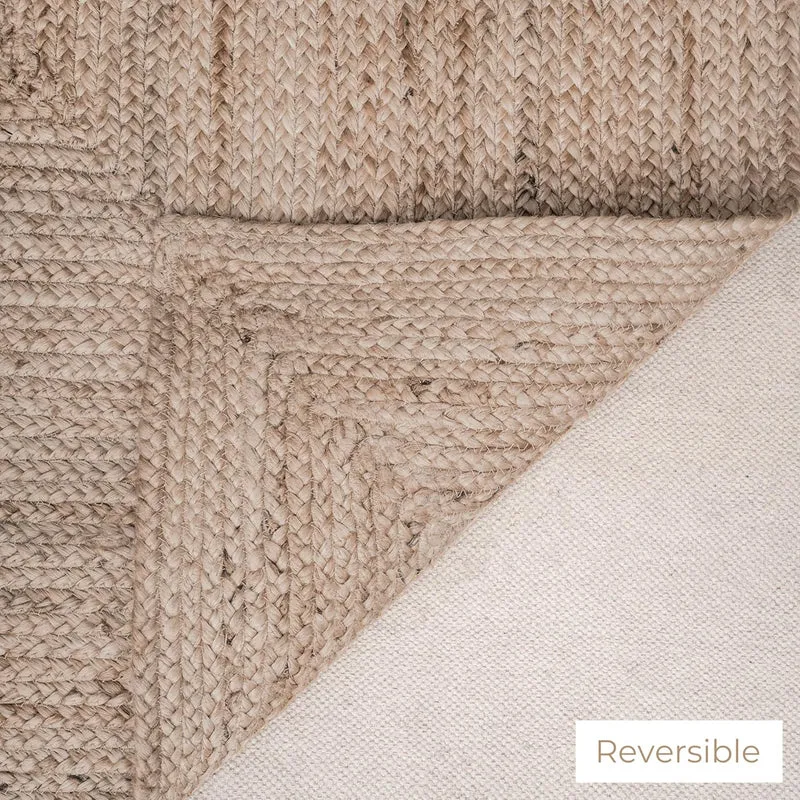 RAJRANG BRINGING RAJASTHAN TO YOU Natural Jute Teppich 60 x 90 cm - Reversible rustikaler Vintage Be