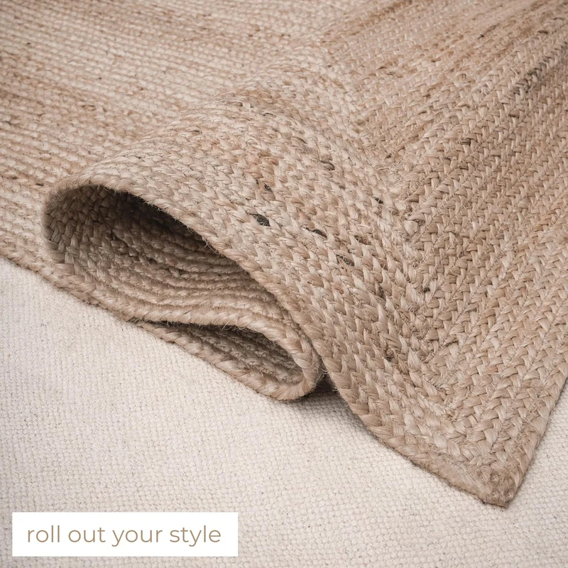 RAJRANG BRINGING RAJASTHAN TO YOU Natural Jute Teppich 60 x 90 cm - Reversible rustikaler Vintage Be