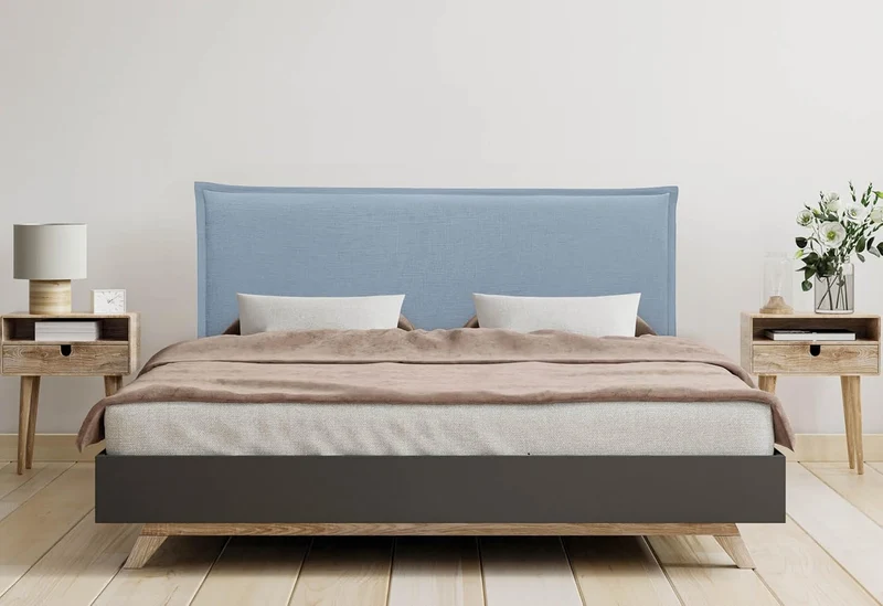 DHOME Kopfteil aus natürlichem Leinen einfarbig mit Paspelierung für Bett Schlafzimmer modernes Top
