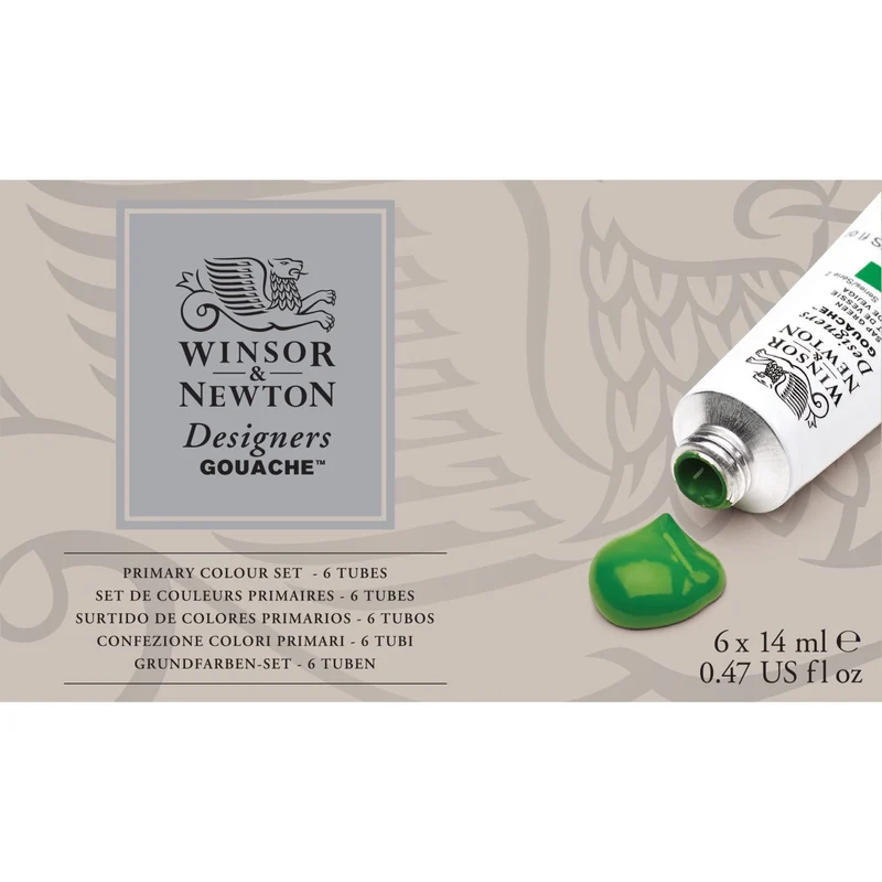 Winsor & Newton 0690174 Designers Gouache, feinste künstlerfarbe, primärfarben 6 Farben in 14ml Tube