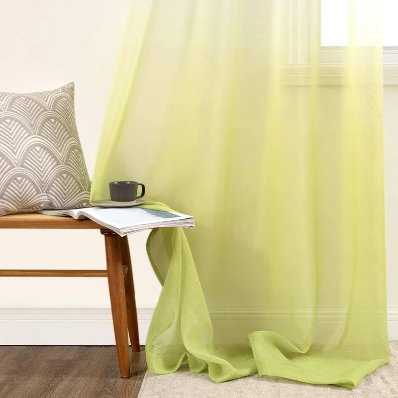 MIULEE Gardinen Transparent Vorhänge Farbverlauf Voile Sheer 2er Set Vorhang mit Ösen Dekoschal Fens