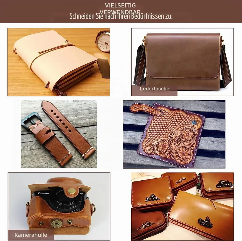 QMYBROW Lederblätter, Veg Tan Leder, natürliches pflanzlich gegerbtes Leder,Werkzeugleder zum Bastel