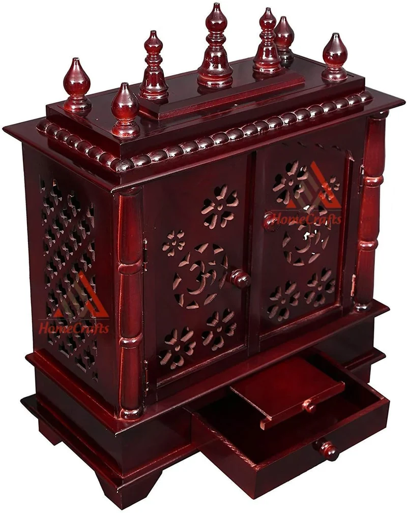 Home Temple Holztempel Pooja Mandir für Zuhause Orange Large- 24 X 12 X 30 (WXDXH)inch, Orange Large