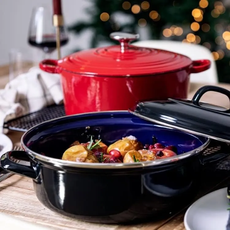 BK Fortalit Induktionsfähiger Topf aus emailliertem Stahl, 20 cm/1,4 l, mit Deckel, Backofen- und Br