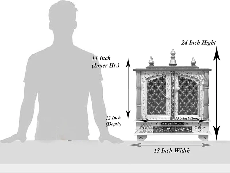 Homecrafts Holz-Heimtempel/Pooja-Ständer/Heimmandap/Mandapam/Pooja-Mandir offen (Farbe-Maroon), mitt