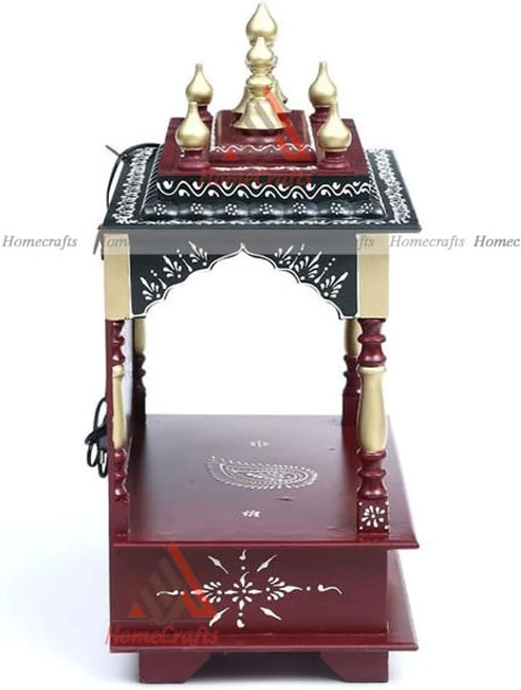 Homecrafts Holz-Heimtempel/Pooja-Ständer/Heimmandap/Mandapam/Pooja-Mandir offen (Farbe-Maroon), mitt
