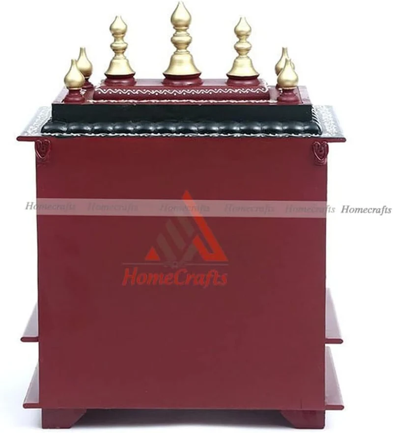Homecrafts Holz-Heimtempel/Pooja-Ständer/Heimmandap/Mandapam/Pooja-Mandir offen (Farbe-Maroon), mitt