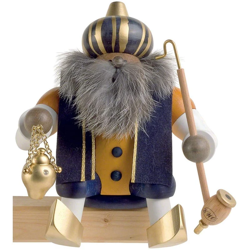 KWO Olbernhau Räuchermann Kantenhocker Melchior, 18 cm, Holz, Mehrfarbig, normal