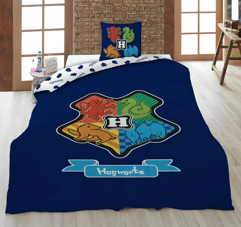 Harry Potter - Juego de Cama 100% algodón, Funda nórdica de 140 x 200 cm + Funda de Almohada de 65 x