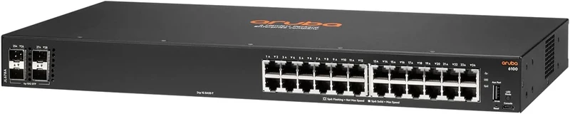 Aruba 6100 24G 4SFP+ Géré L3 Gigabit Ethernet (10/100/1000) 1U Noir