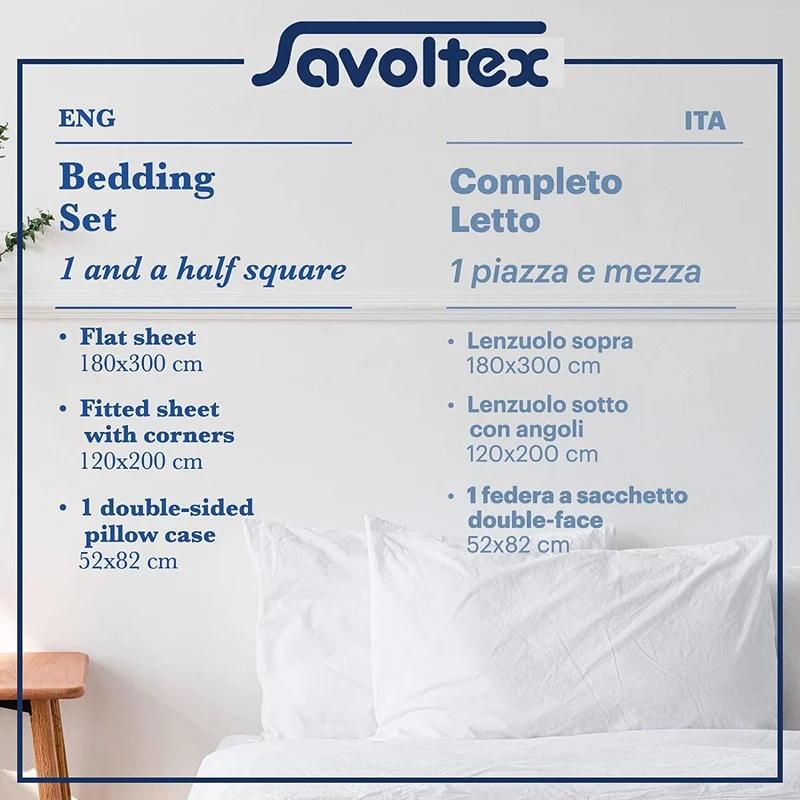 PENSIERI DELICATI Bettwäsche-Set für Ehebett aus 100% Baumwolle, Bettwäsche für Doppelbett 180x200 i