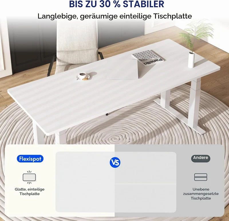 FLEXISPOT stabile Tischplatte 180x80 cm 2,5 cm stark - DIY Schreibtischplatte Bürotischplatte Spanho
