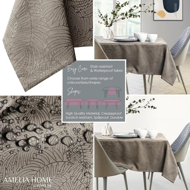 AmeliaHome Tischdecke 120x160 cm Tischtuch Tafeldecke Fleckschutz Lotuseffekt Abwaschbar Wasserabwei