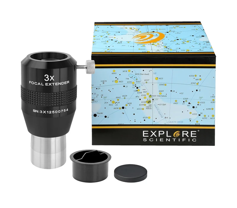 Explore Scientific Fokal Extender 3x 31.7mm/1.25" Barlowlinse zur Erhöhung der Brennweite für Telesk
