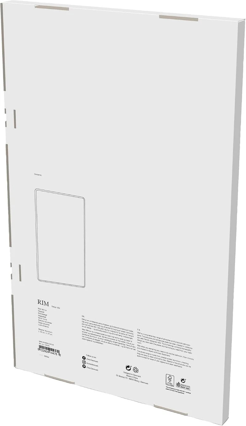 Zone Denmark Rim Wandspiegel, 70 x 44 x 2,5 cm, Weiss, Weiss