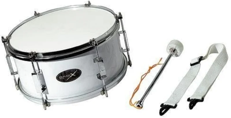 Gewa Basix Marching Drum, weiss, (12 Zoll) x (7 Zoll) & goki 61891 - Doppelratsche aus Holz - Fanart