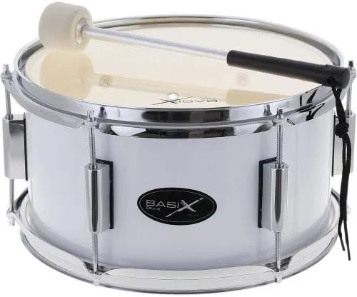 Gewa Basix Marching Drum, weiss, (12 Zoll) x (7 Zoll) & goki 61891 - Doppelratsche aus Holz - Fanart