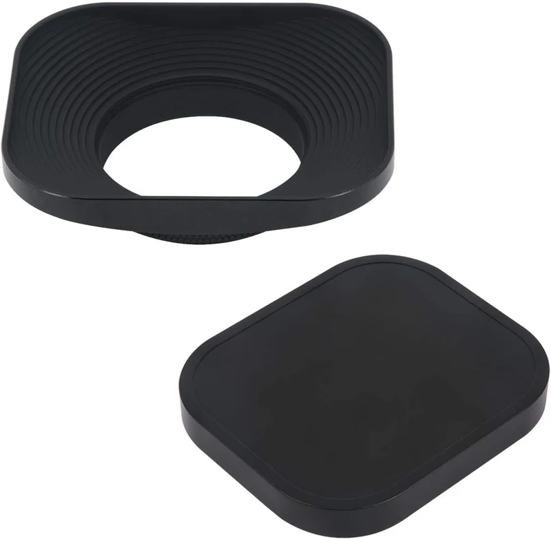 Haoge LH-B39T 39mm Metall Rechteckig Einschrauben Sonnenblende Gegenlichtblende mit Kappe für 39mm C