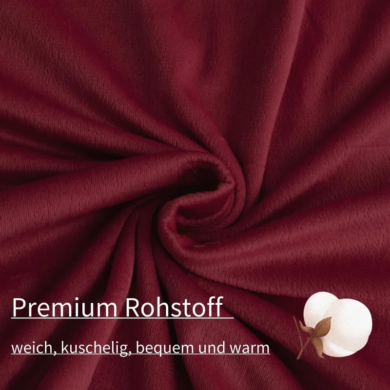 Boqingzhu Biber Bettwäsche 200×200cm Plüsch Rot Weinrot Flanell Winter Warm Kuschelig Flauschig Bett