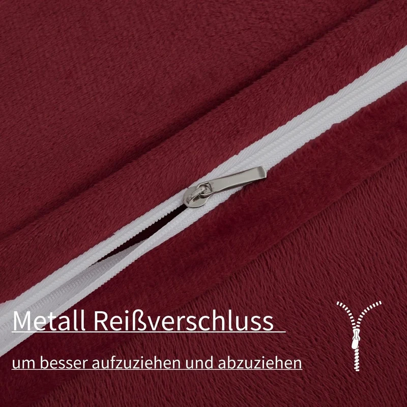 Boqingzhu Biber Bettwäsche 200×200cm Plüsch Rot Weinrot Flanell Winter Warm Kuschelig Flauschig Bett