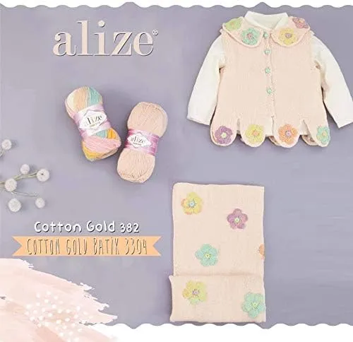 Alize 5x 100g Cotton Gold Batik Türkische Premium Wolle Baumwolle und Acryl Handstrickgarne Garn Yar