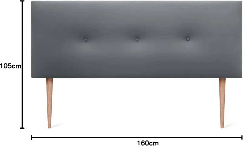 DHOME Kunstleder oder Acualine Stoff Kopfteil einfarbig mit Knöpfen gepolstert HIGH Range Luxus Bett