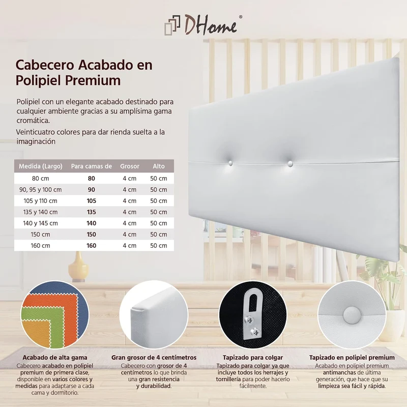 DHOME Kopfteil aus Kunstleder oder Stoff AQUALINE Pro Kopfteil Polsterkopfteil Luxusbett (Kunstleder
