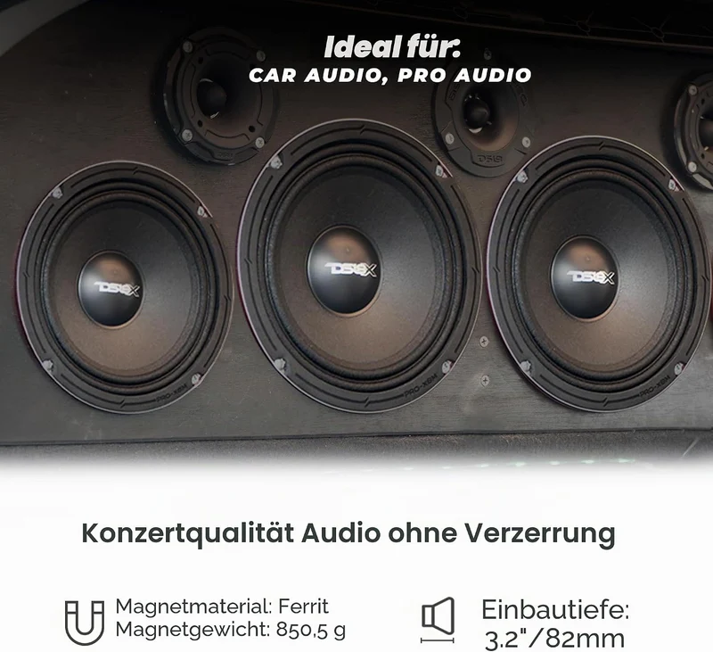 DS18 PRO-X8M Auto-Mitteltöner-Lautsprecher, 20,3 cm (8 Zoll), 550 W, 8 Ohm, Bass-Lautsprecher 20,3 c