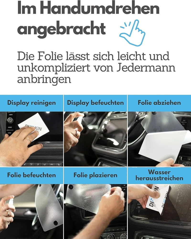 DISSKIN® Displayschutzfolie Kompatibel zu Skoda Karoq Amundsen - selbstheilend durch Wärme, Matt, an