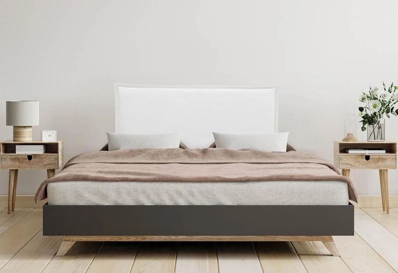 DHOME Kopfteil aus natürlichem Leinen einfarbig mit Paspelierung für Bett Schlafzimmer modernes Top