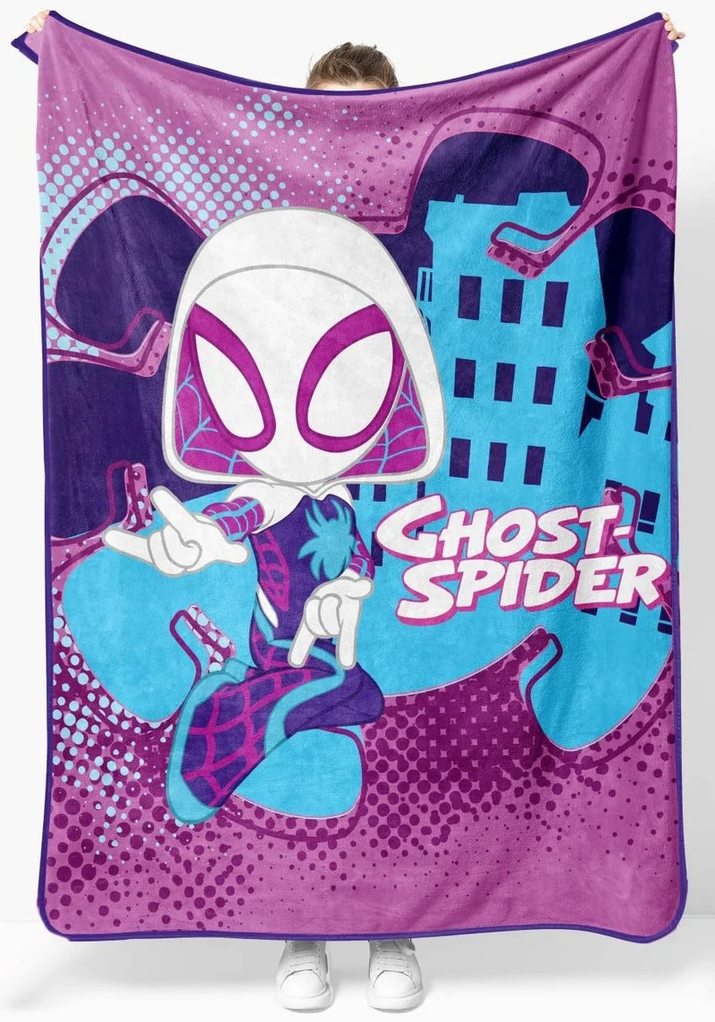 Marvel Spidey and His Amazing Friends Ghost Spider Gwen Überwurfdecke – Masse: 116,8 x 152,4 cm, Kin