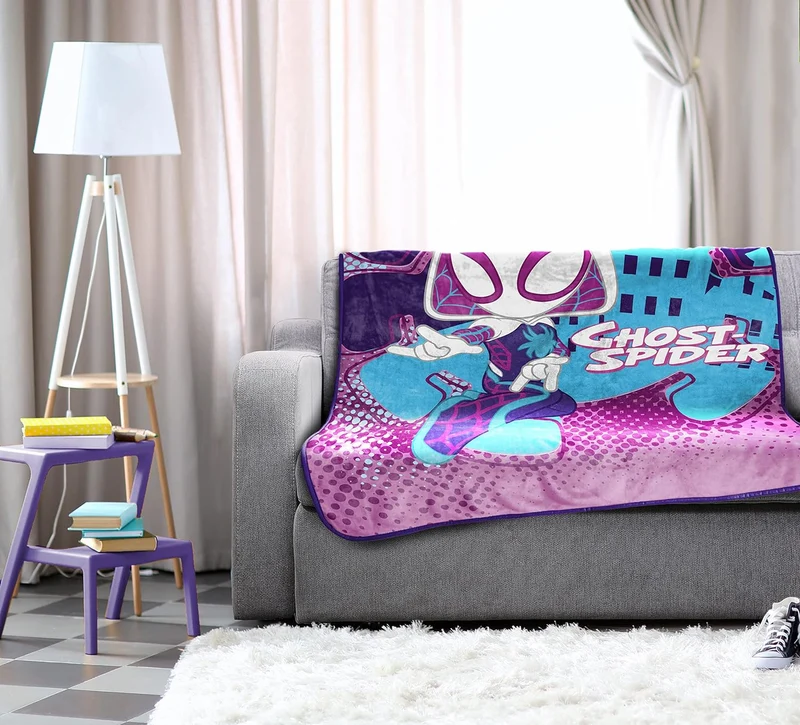 Marvel Spidey and His Amazing Friends Ghost Spider Gwen Überwurfdecke – Masse: 116,8 x 152,4 cm, Kin