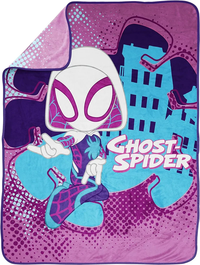 Marvel Spidey and His Amazing Friends Ghost Spider Gwen Überwurfdecke – Masse: 116,8 x 152,4 cm, Kin