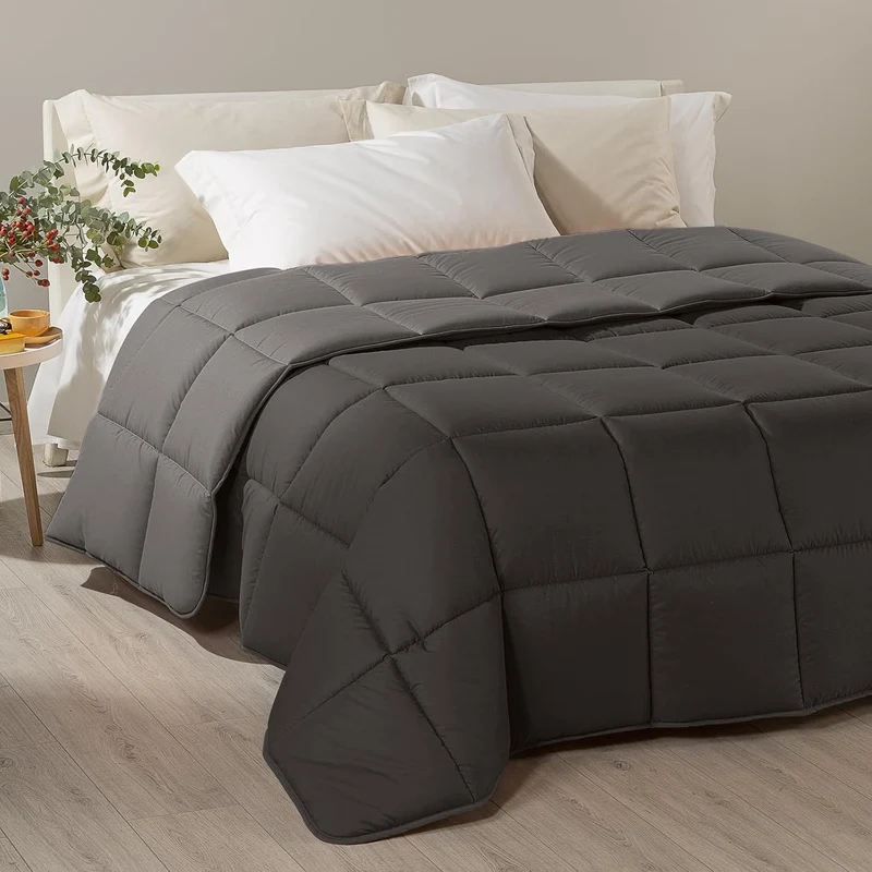 Caleffi - Moderne Steppdecke, einfarbig, französisches Bett, Anthrazit