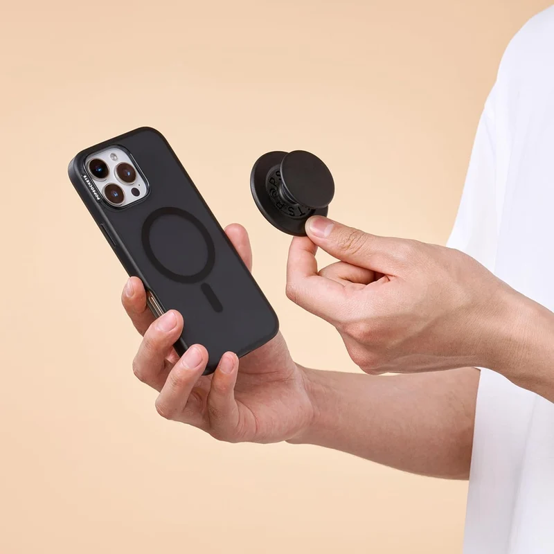 PopSockets: PopGrip Round für MagSafe - Inklusive Adapterring für MagSafe - Ausziehbarer Sockel und