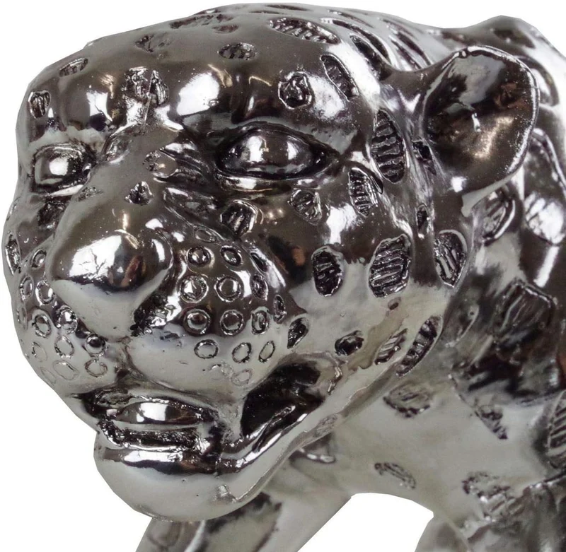 Casablanca Deko Figur Skulptur XL - Gpard Silberfarben matt - Deko Wohnzimmer - Länge 80 cm