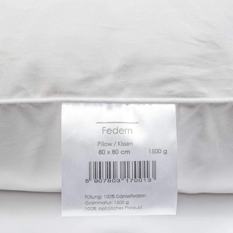 H&F Heimtextilien 2er Set Premium Qualität | Kopfkissen 80x80 cm | Füllung: 1500 Gramm Federn, Gänse