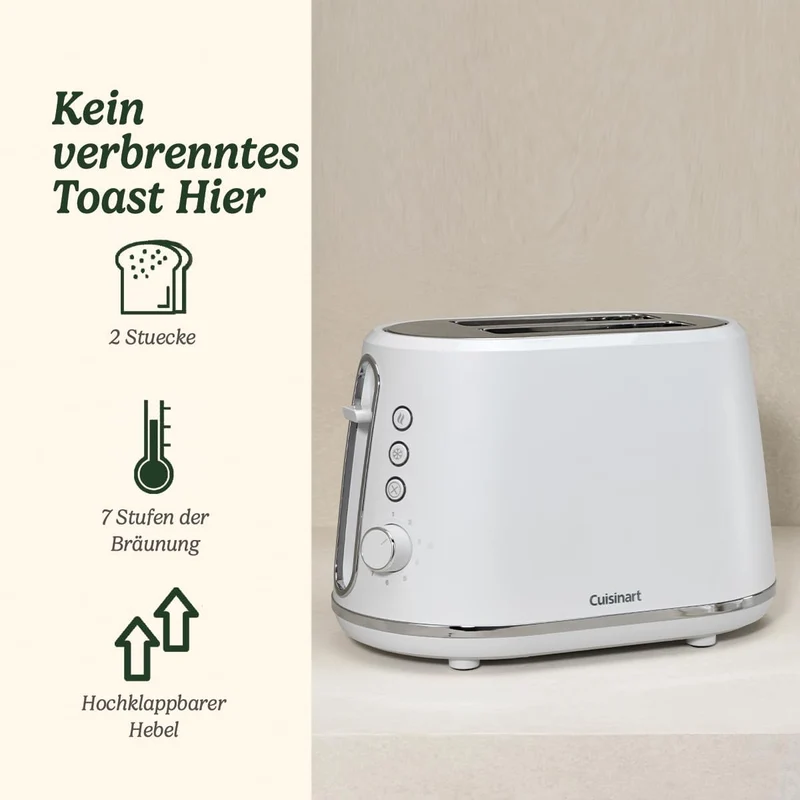 Cuisinart 2-Schlitz Toaster mit 7 Bräunungsstufen und extra breiten Schlitzen mit Selbstzentrierung