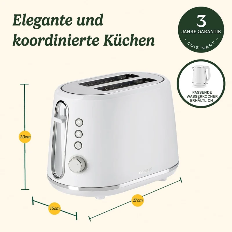 Cuisinart 2-Schlitz Toaster mit 7 Bräunungsstufen und extra breiten Schlitzen mit Selbstzentrierung