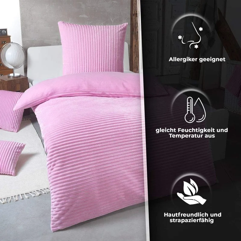 Kuscheli® Winter Wende Plüsch Bettwäsche 135 x 200 od. 155 x 220 mit 80x80 Kissenbezug Cashmere-Touc