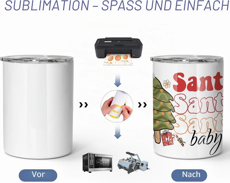 AGH 12 Stück 284 ml Sublimations-Weingläser, Rohlinge aus Edelstahl, gerader Becher mit spritzwasser