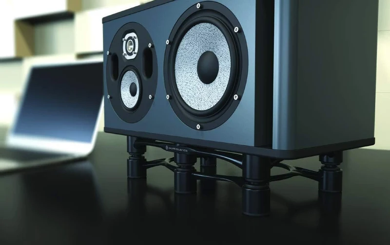 IsoAcoustics Aperta-Serie mit Lautsprecherstativen, schwingungsdämpfend, mit einstellbarer Neigung:
