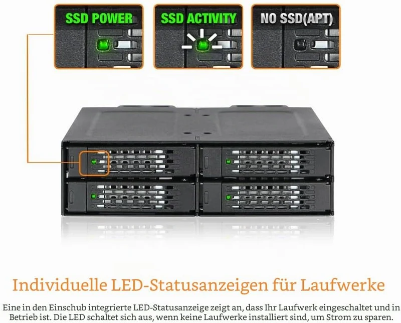 ICY DOCK 4 x U.2 / U.3 NVMe PCIe 4.0 SSD zu 4 x SlimSAS (SFF-8654) Wechselrahmen kompatibel zu Tri-M